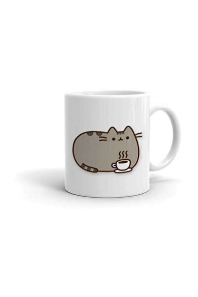 HobiShop Beyaz Pusheen Coffee Baskılı Kupa