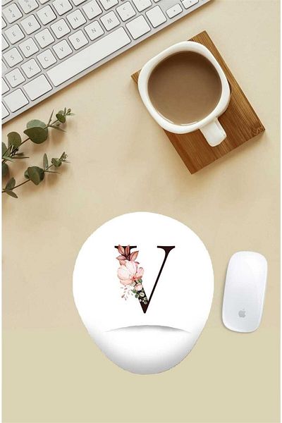 HobiShop Floral Letter V με μοτίβο με στήριγμα καρπού ποντικιού