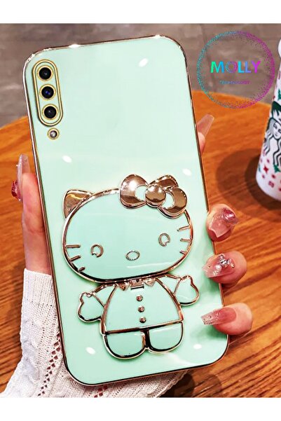 Molly Technology Samsung Galaxy A70 İçin Su Yeşili Hello Kitty Standlı Kenarl...