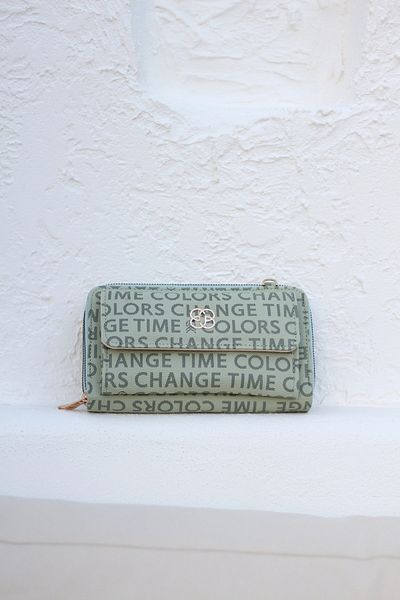 Moom Bag Γυναικεία τσάντα πορτοφολιού πράσινη μέντα οριζόντια χιαστί με θήκη τηλεφώνου