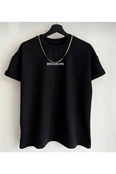 VESTIR BIEN Tricou alb cu imprimeu Brooklyn negru