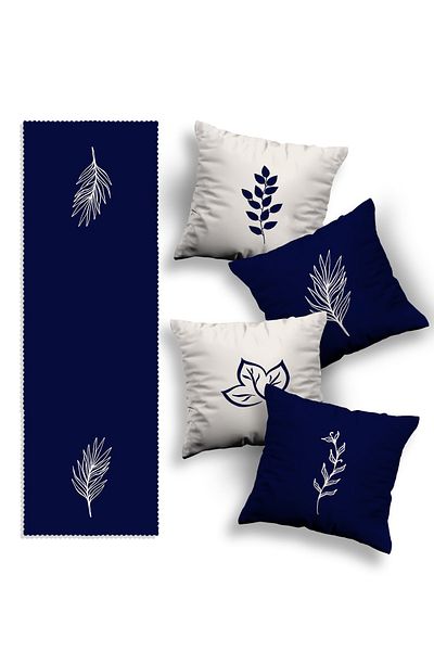 Skhome Double Sided Printed Special Design Decorative 4-Piece Throw Pillow Cover and Runner (kom321-r450)