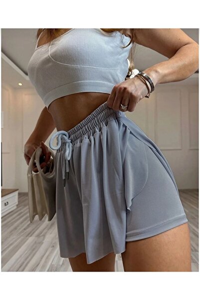 machiavelli AÇIK GRİ LİKRALI KISA SPOR ŞORT ETEK