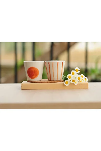 terraco ceramic Handmade ceramic striped shot espresso cup double mug