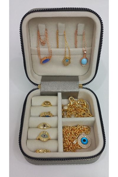 Moda fiesta Small Size (11×11) Organizer Jewelry Storage Box Travel Jewelry Bag Leather Wooden Case