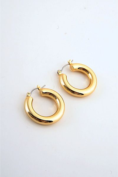 EUROMODA Steel Hoop Design Gold Color Stud Earrings