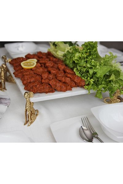 Sümeyra Marble Art JAGUAR - NATURAL WHITE MARBLE SERVICE TRAY - 25*25 SQUARE