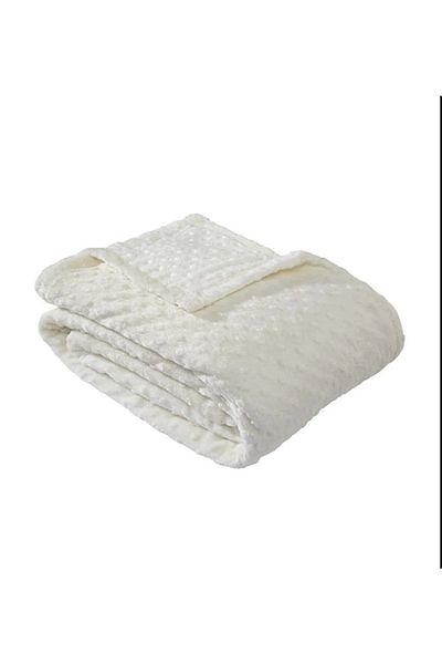 Merinos Pearl Bud Blanket Double - Bone Pattern