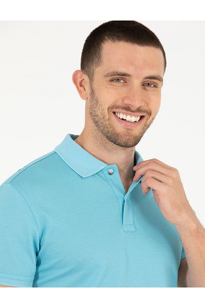 Pierre Cardin ΜΠΛΟΥΖΑ PİERRE CARDİN ΥΦΑΝΤΗ ΑΝΟΙΧΤΟ ΜΠΛΕ