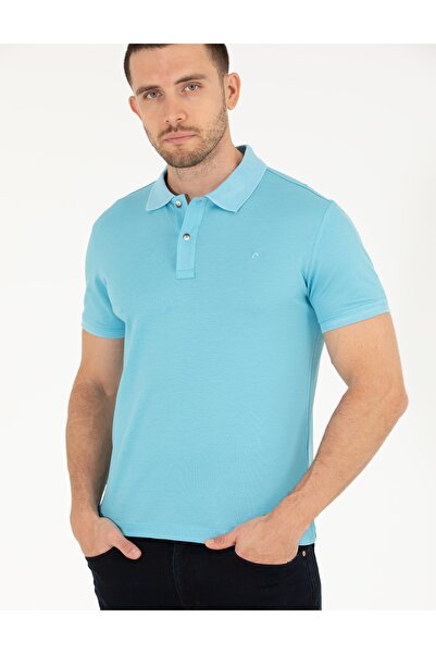 Pierre Cardin ΜΠΛΟΥΖΑ PİERRE CARDİN ΥΦΑΝΤΗ ΑΝΟΙΧΤΟ ΜΠΛΕ