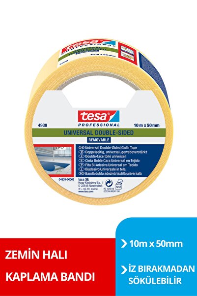 Tesa Halı Bandı, Iz Bırakmadan Sökülebilir , Şeffaf, 10m X 50mm