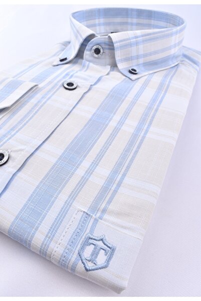 Twin 565758-REGUAR KESİM UZUN KOL GÖMLEK/MAVİ/2XL
