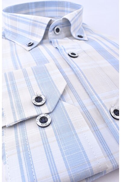 Twin 565758-REGUAR KESİM UZUN KOL GÖMLEK/MAVİ/2XL