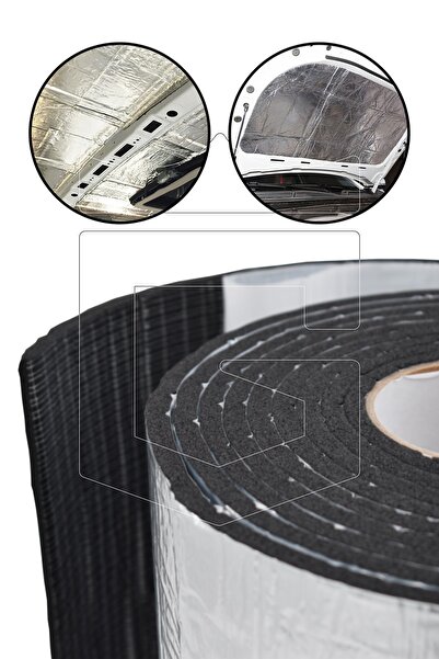 Güçlas 6 mm x 60 CM x 5 mt Oto Yalıtım Malzemesi - Folyolu Isı Ses Yalıtım Sü...