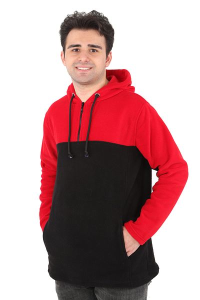 DİVİSTA Unisex Black-red 2 Colors Long Sleeve Hooded Fleece