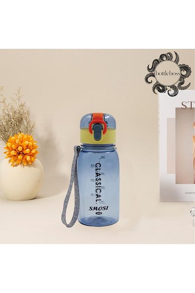 BottleBoss Classical Lockable Children's Water Bottle with Carrying Strap 400 Ml Black