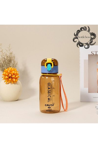 BottleBoss Classical Lockable Children's Water Bottle with Carrying Strap 400 Ml Yellow