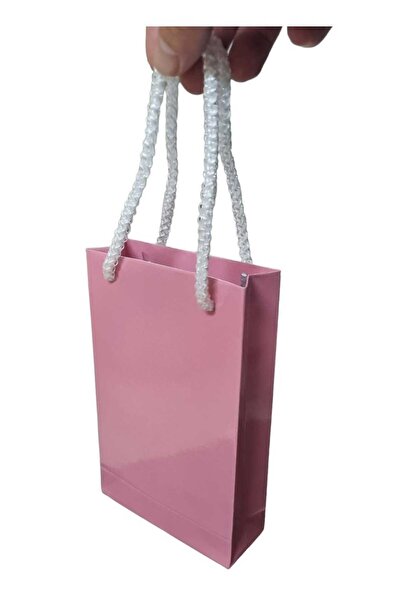 ecenplast Pembe İpli Karton Çanta 11x17 Cm - 25 Adet
