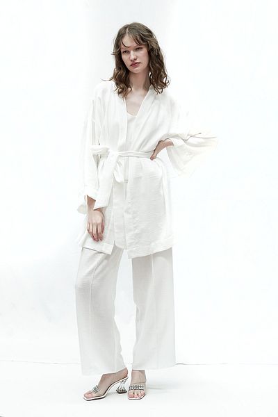 Mita Concept Set de pantaloni kimono din in brut