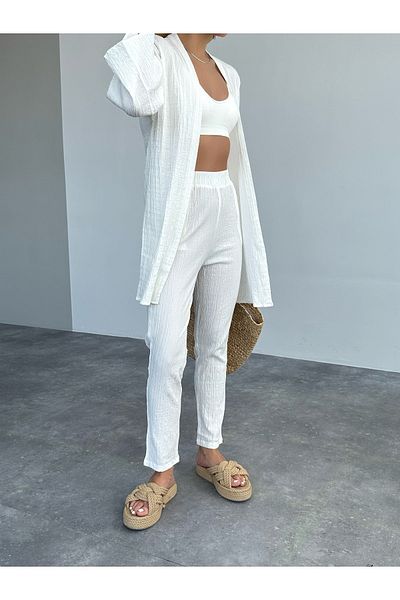 LOOSH Women's Ecru Kimono Set