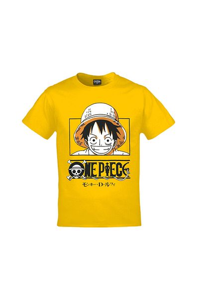Orijin Tekstil One Piece Monkey D. Luffy Printed Unisex Yellow Tshirt