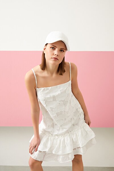 Jus De Pommes EKRU ETEK UCU FIRFIRLI MİNİ ELBİSE