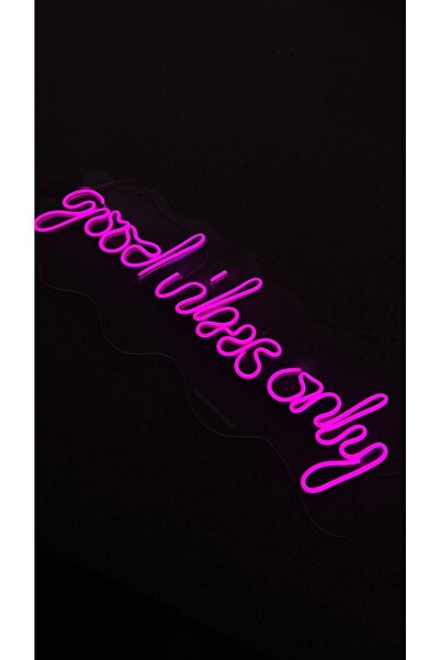 organizasyon outlet Neon Led Işıklı Good Vibes Only Yazısı Gece Lambası Dekor...