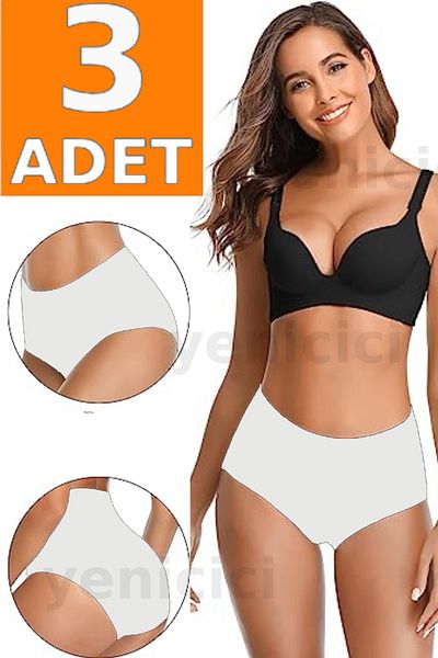 Yenicici Panties 3 Pieces High Waist Seamless Laser Cut Panties Without Marking Underpants