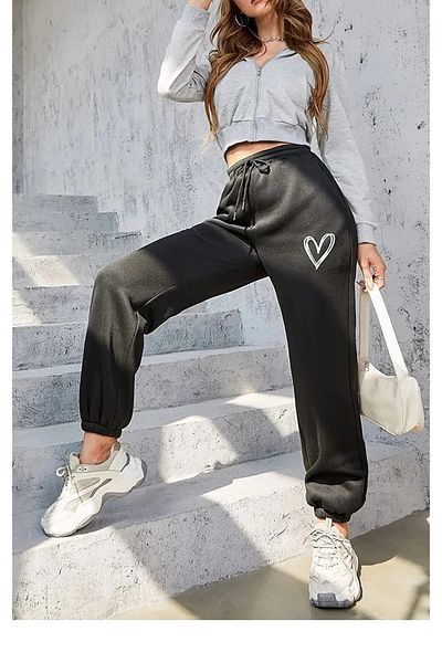 memowear Unisex Heart Printed Oversize Φούτερ με ελαστική μέση και πόδι
