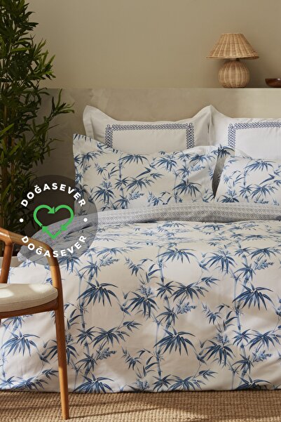 Nature-loving Grove Bamboo Double Duvet Cover Set Indigo