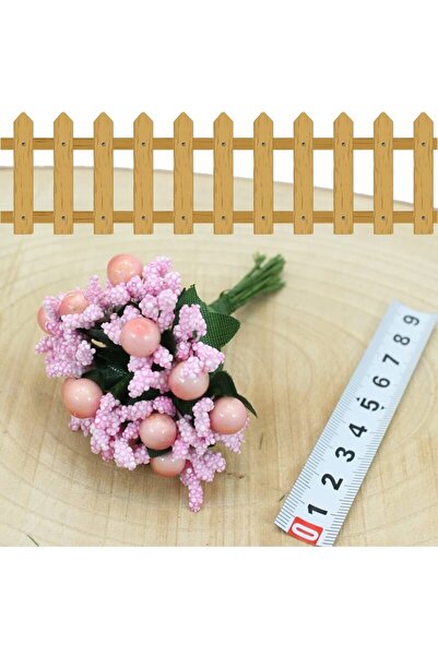 Süsle Baby Party Yapay Çiçek, 12 Adetli Tomurcuk Cipso Demeti - 10 cm, Pembe