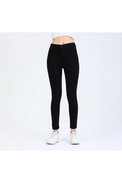 SHEVEGA Черни панталони с висока талия от памук