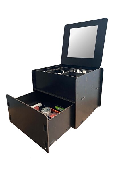 HomeJamin Beauty Makyaj Aynalı 7 Gözlü Ahşap Takı Makyaj Masası Organizeri Dü...