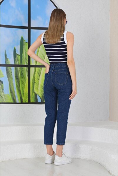SHEVEGA Lacivert Boyfriend Mom Jeans Штани