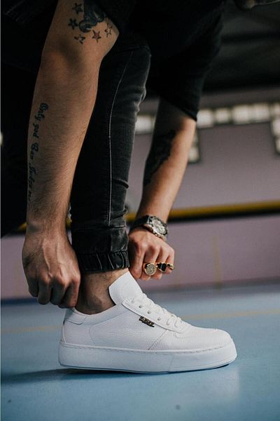 Joy Man J666 Lace-Up Orthopedic Sole Ανδρικά αθλητικά παπούτσια casual BT White