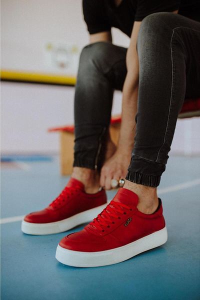 Joy Man J666 Lace-Up Orthopedic Sole Men's Casual Sneaker Sports Shoes BT Red