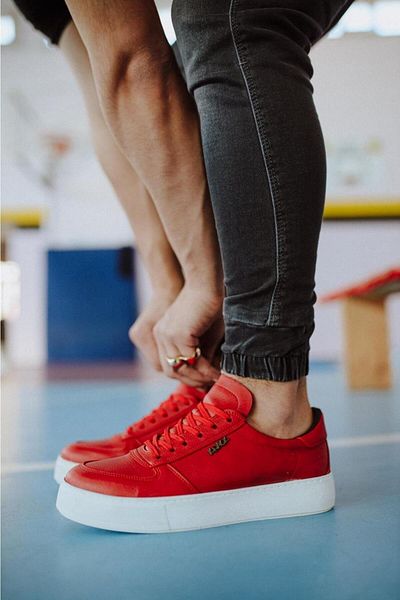 Joy Man J666 Lace-Up Orthopedic Sole Men's Casual Sneaker Sports Shoes BT Red