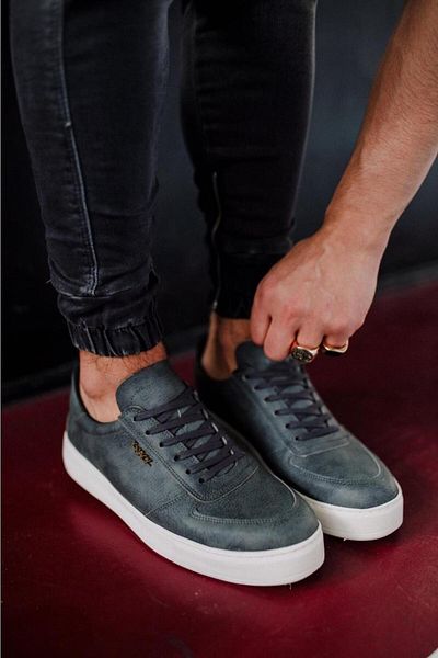 Joy Man J666 Pantofi sport casual pentru bărbați, cu talpă ortopedică cu șireturi, BT Gri
