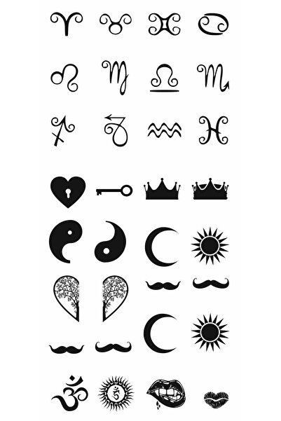 Queentrend Trendonline Minimal Burçlar Ve Sembolleri Geçici Vücut Dövmesi