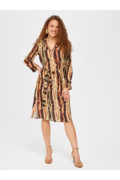 Faik Sönmez Rochie tricotată cu mâneci lungi cu model Tie-Dye 67234