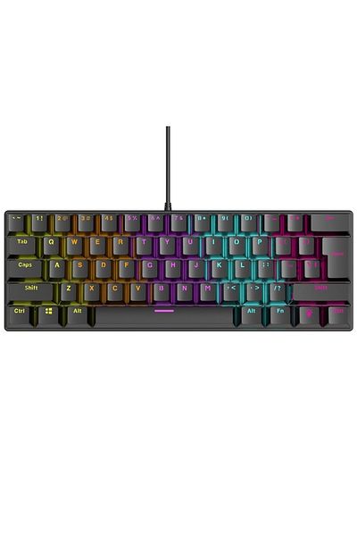 Rampage Plower K60 Black Us Layout Blue Switch Gaming Player Keyboard with Wrist Support