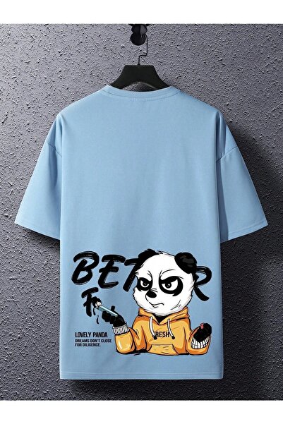 mercoledi Lovely Panda Printed Oversize ανδρικό μπλουζάκι Casual Boyfirend