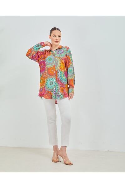 Hilmod Women's Ethnic Pattern Viscose Shirt