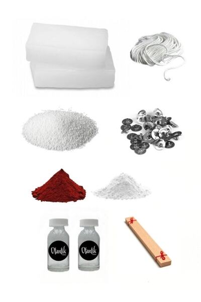 Otantik Mum Yapım Seti Başlangıç Mum Seti 1 kg Kokulu Parafin Esans Boya Fitil Çıtçıt Ahşap Fitil Stearin