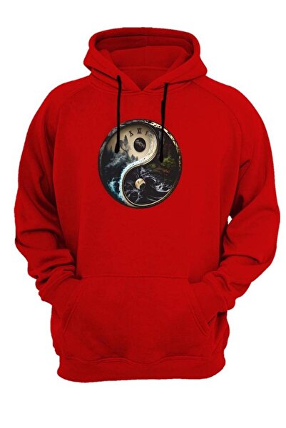 WİDİ Світшот з принтом Widi Yinyang, червоний