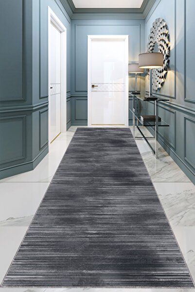 Viva Home Antrasit Yıkanabilir Kaymaz Tabanlı Leke Tutmaz Kesme Rulo Yolluk Ö...