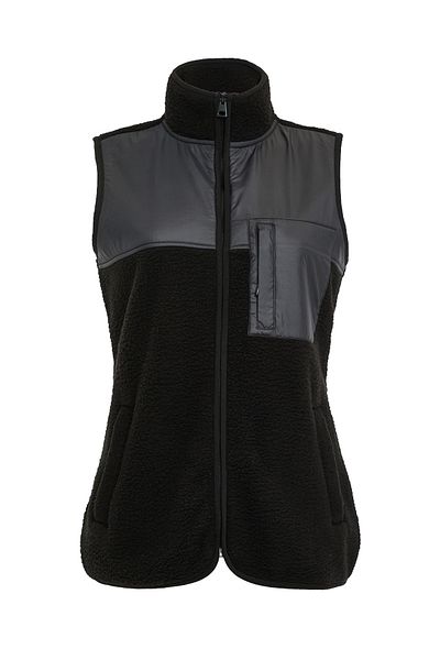 Threadbare جاكيت نسائي من الصوف برقبة عالية وسحاب، أسود