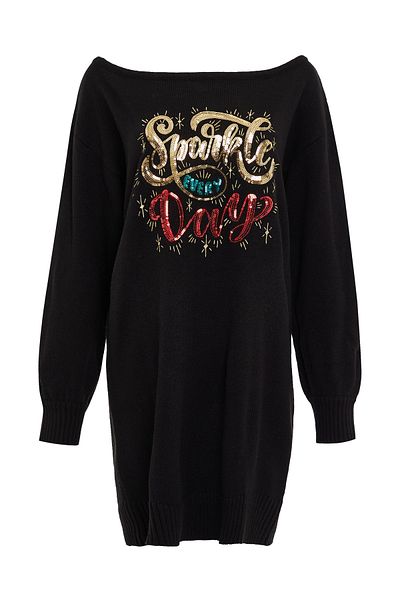 Threadbare Women Sequins Sweater Dress, Black