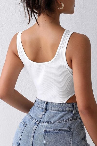 MADALİNA Női fehér camisole szövet pántos Bustier Body