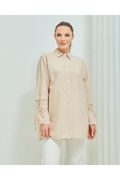 Hilmod Kadın Dantel Detaylı Gofre Gömlek